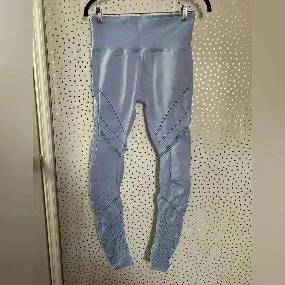 ALO Yoga Sky Blue Textured High-Waist Leggings